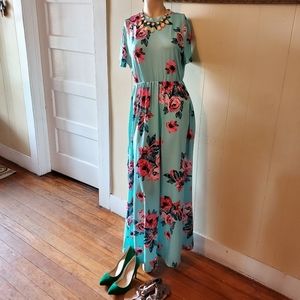 Sky blue floral maxi dress!